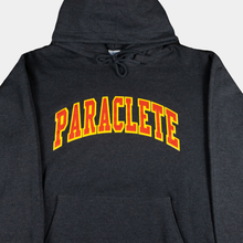 Sweatshirt, Hooded Dk. Heather Grey w-red on gold PARACLETE