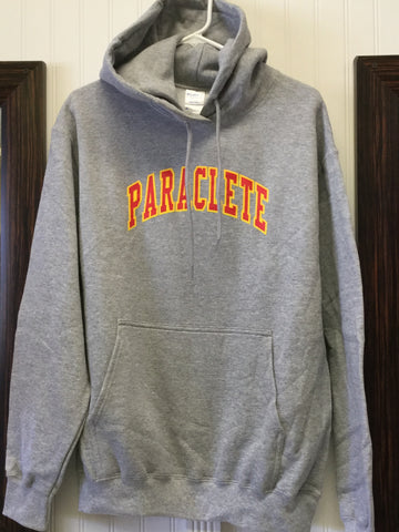 Sweatshirt Hooded Lt. Heather Grey w/ red on gold PARACLETE